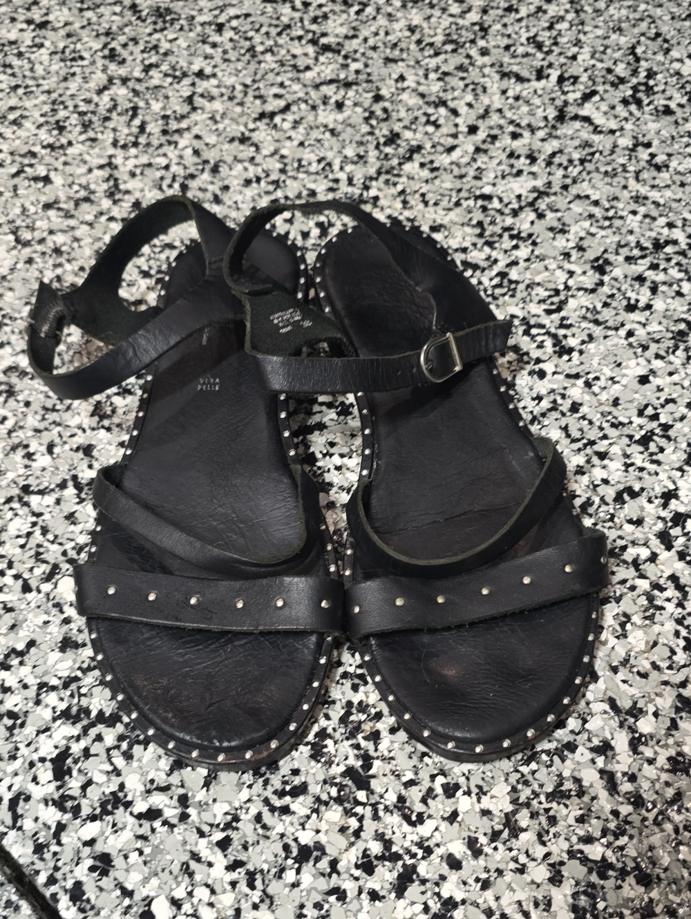 Vera Pelle Black Studded Leather Sandals